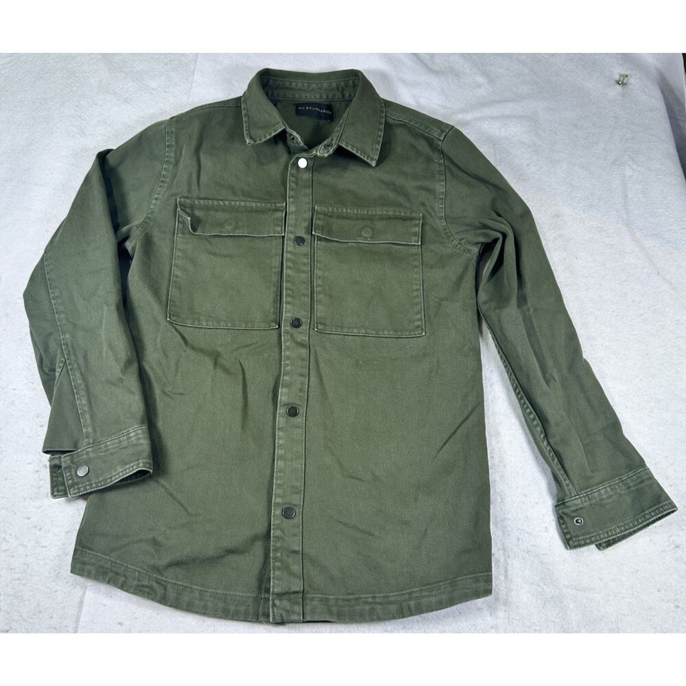No Boundaries Men's XS Green Cotton Snap Front Utility Shirt Jacket 30-32